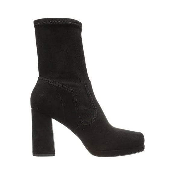 $550 MARC JACOBS ROSS SUEDE BLACK CHUNKY HEEL PLATFORM SOCK BOOTIE 37 (MD12) - Picture 1 of 7
